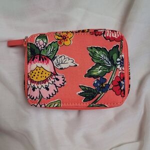 Vera Bradley Coral Floral mini jewlery case/ zip wallet/ pill case